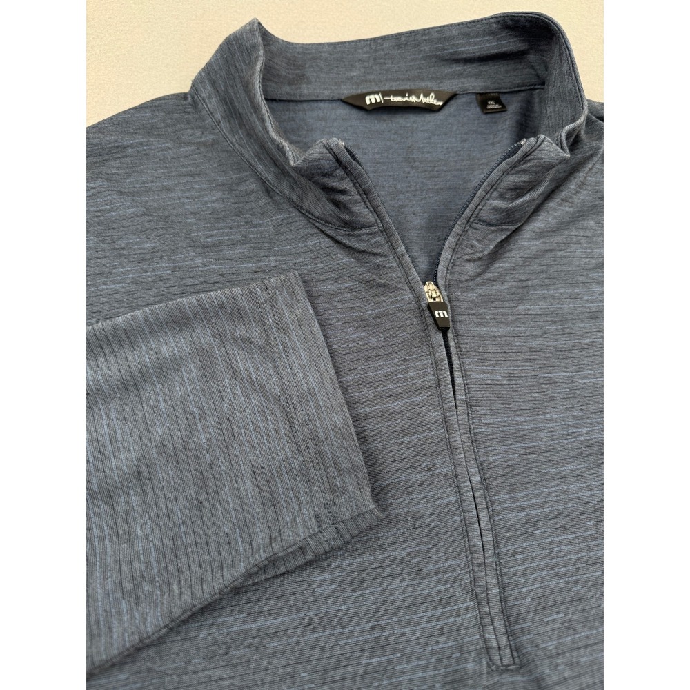 TravisMathew Mens XXL Heather Navy Blue Quarter Zip Golf Pullover Lightweight - Picture 3 of 10
